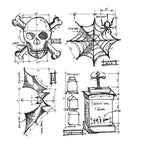 Tim Holtz Cling Rubber Stamps HALLOWEEN BLUEPRINT CMS134