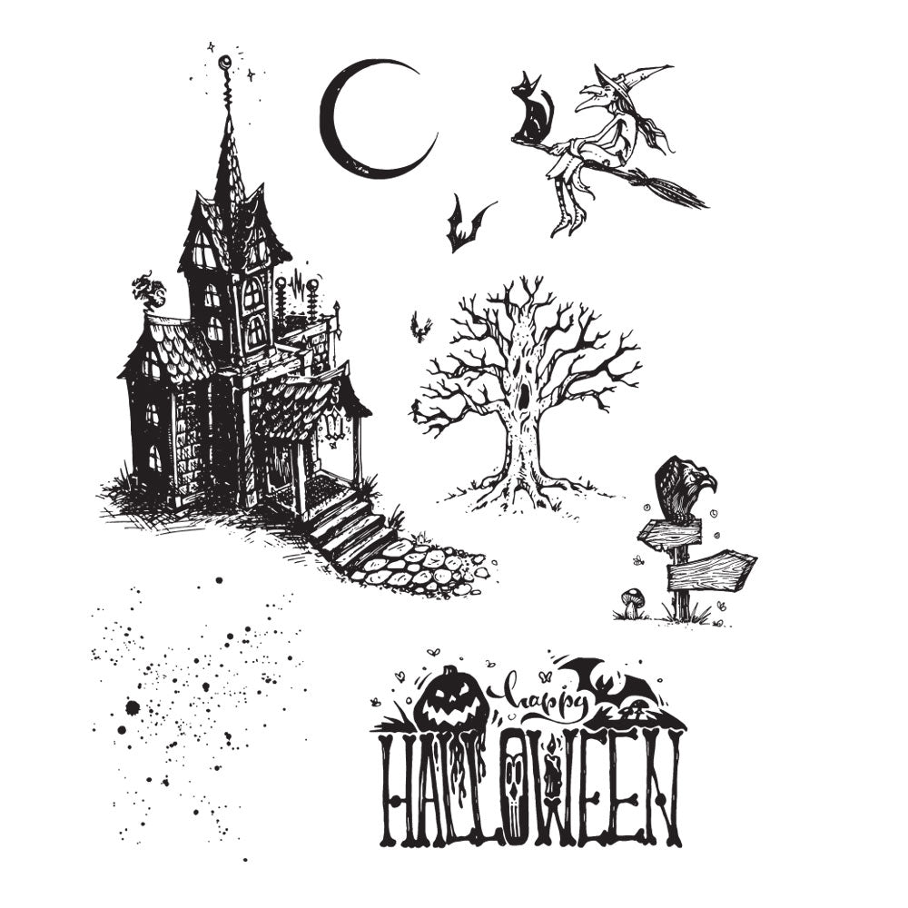 Tim Holtz Cling Rubber Stamps HAUNTED HOUSE CMS308