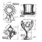 Tim Holtz Cling Rubber Stamps HIGH SOCIETY BLUEPRINTS cms193