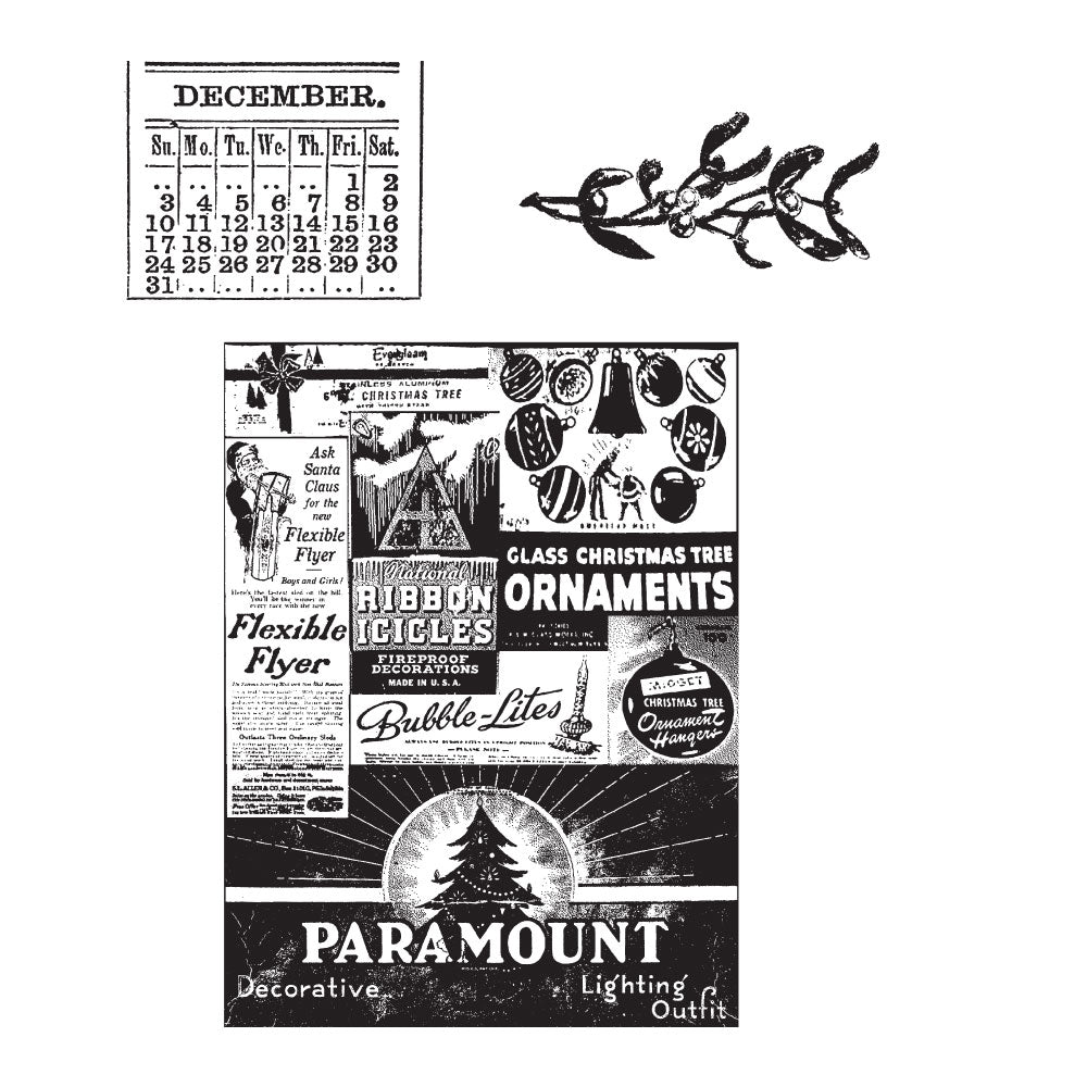 Tim Holtz Cling Rubber Stamps HOLIDAYS PAST cms030