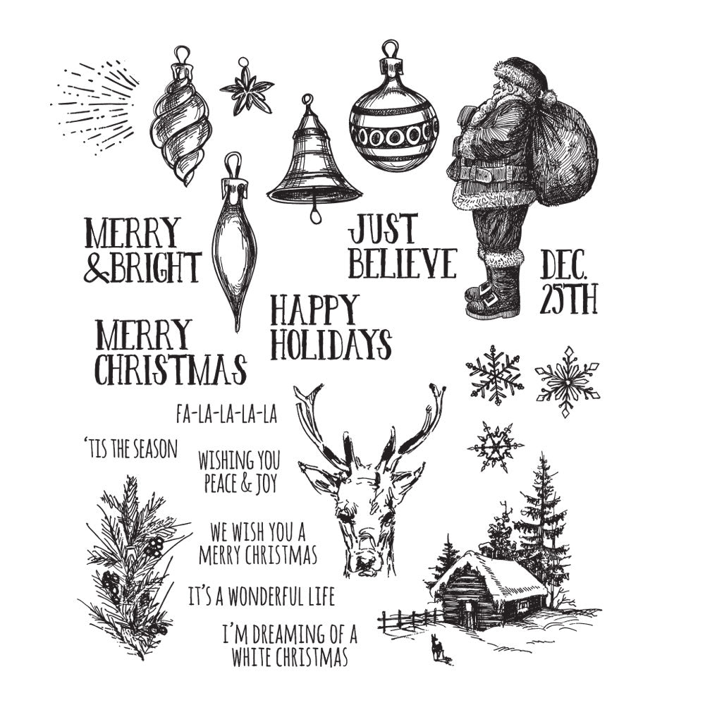 Tim Holtz Cling Rubber Stamps HOLIDAY DRAWINGS CMS284