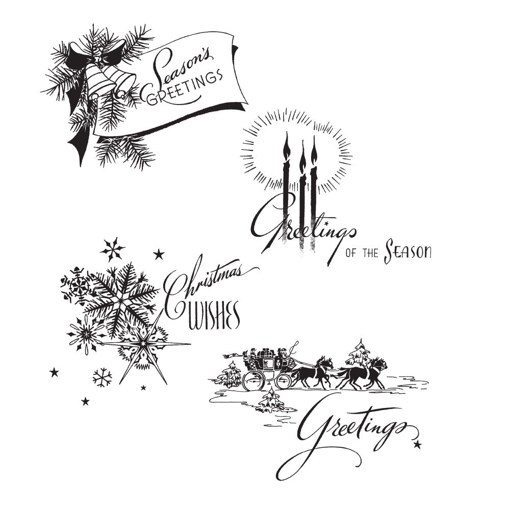 Tim Holtz Cling Rubber Stamps HOLIDAY GREETINGS CMS353