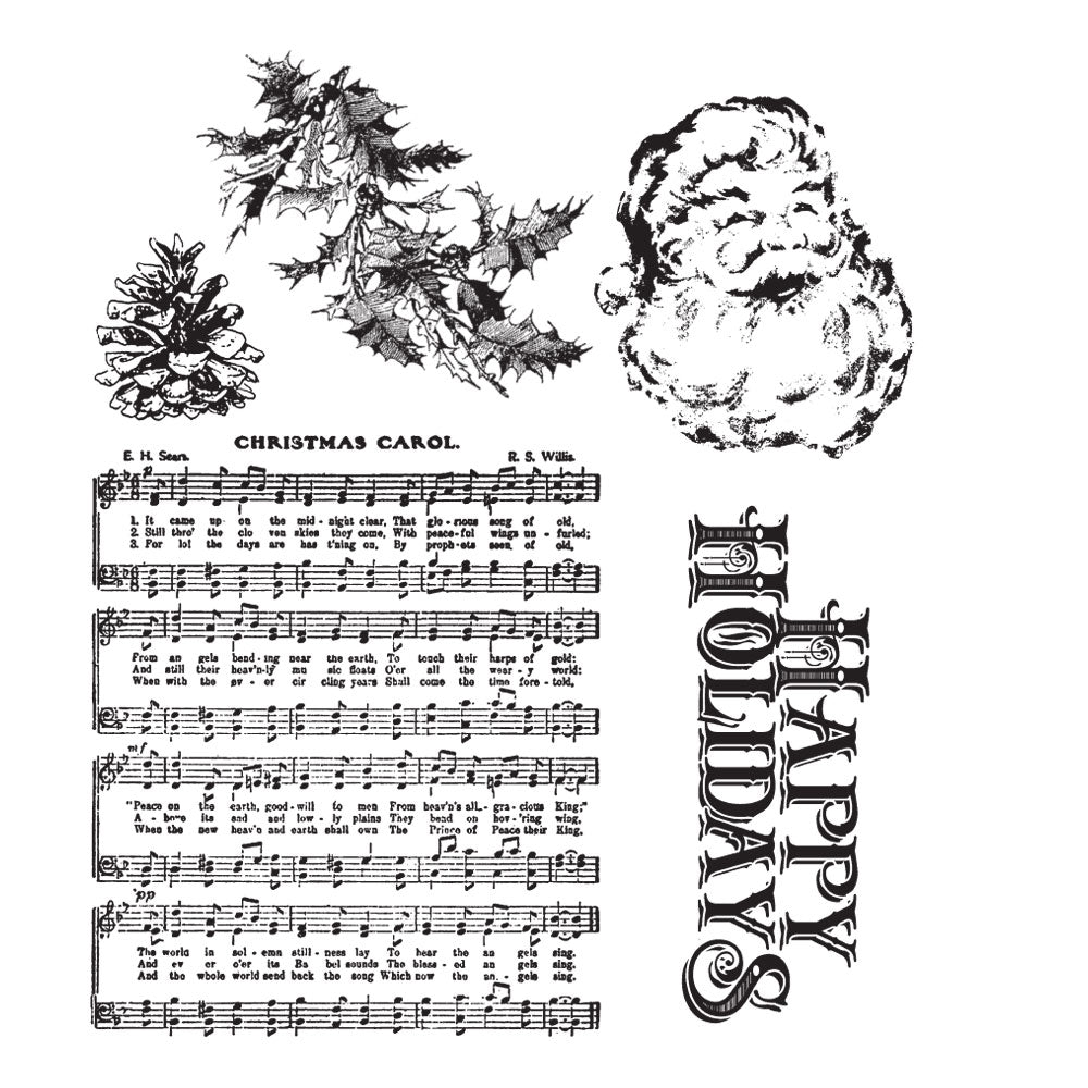 Tim Holtz Cling Rubber Stamps HOLIDAY WISHES cms095