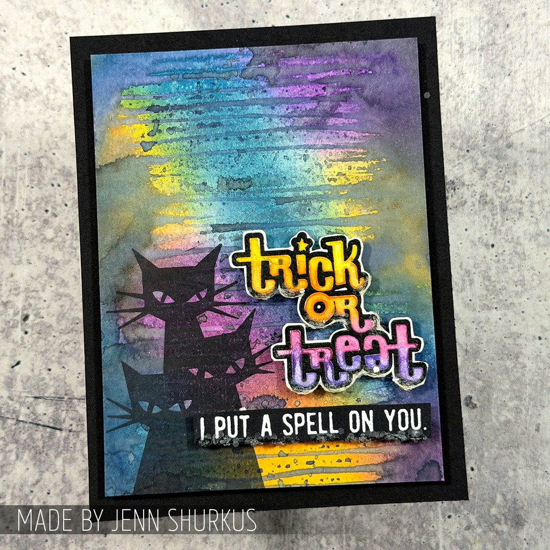 Tim Holtz Cling Rubber Stamps Halftone Halloween CMS199 trick or treat jenn shurkus