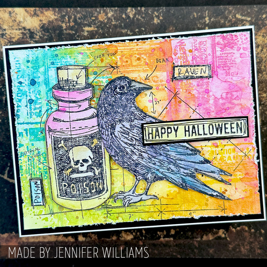 Tim Holtz Cling Rubber Stamps  Halloween Blueprint 2 CMS167 happy halloween raven card jennifer williams