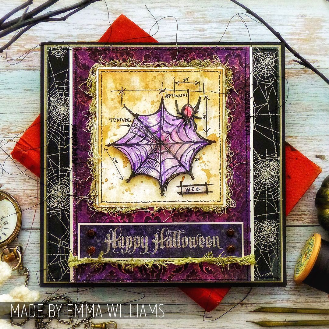 Tim Holtz Cling Rubber Stamps Halloween Blueprints cms134 spider