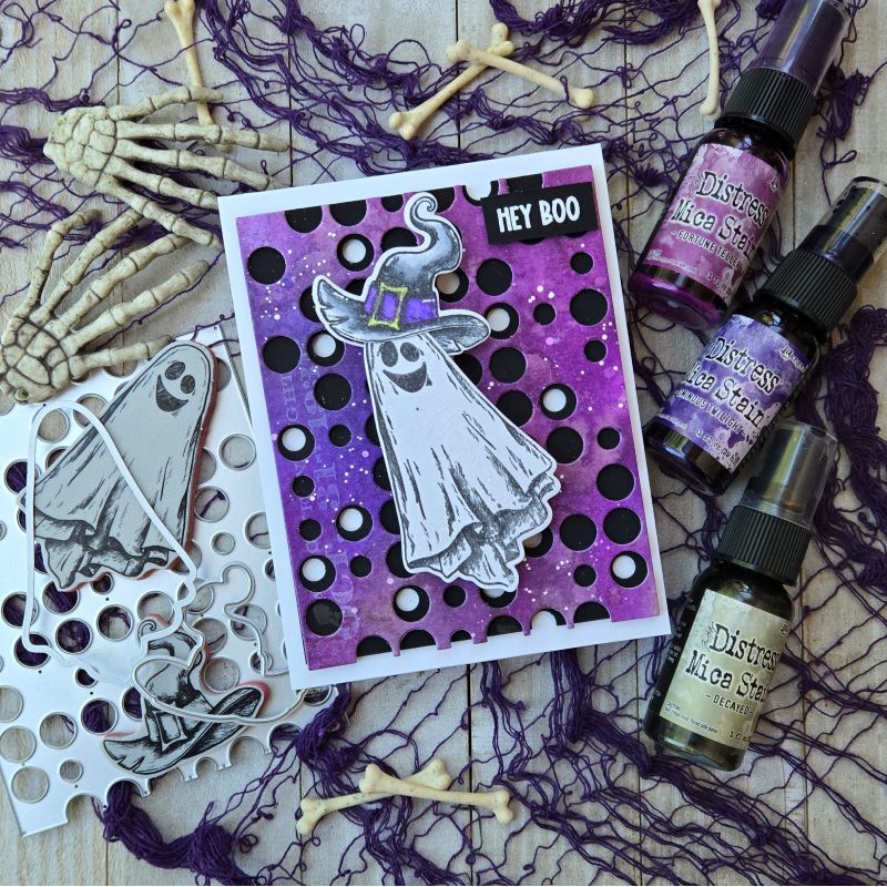 Tim Holtz Cling Rubber Stamps Halloween Doodles cms437 polka dots