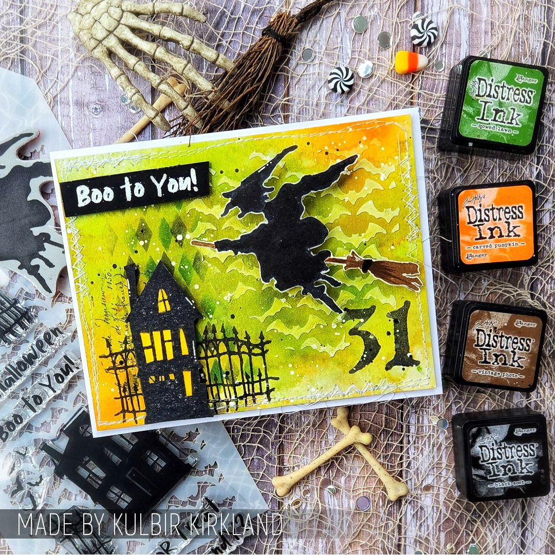 Tim Holtz Cling Rubber Stamps Halloween Silhouettes cms115 witch