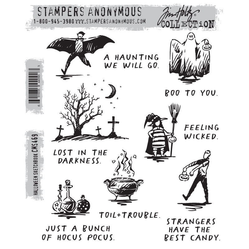 Tim Holtz Cling Rubber Stamps Halloween Sketchbook cms469 – Simon Says ...
