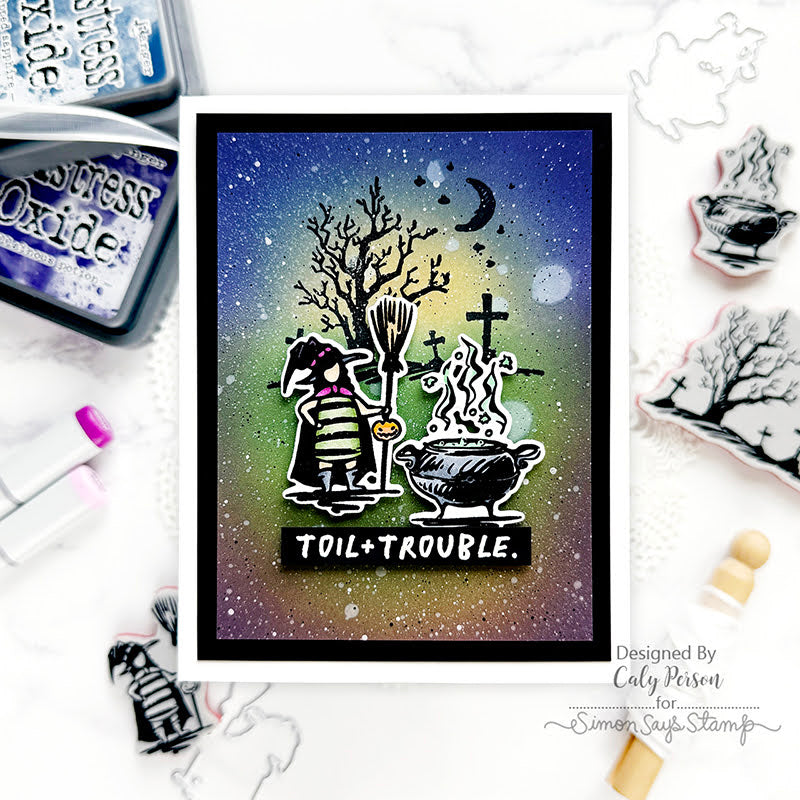 Tim Holtz Cling Rubber Stamps Halloween Sketchbook cms469 cauldron