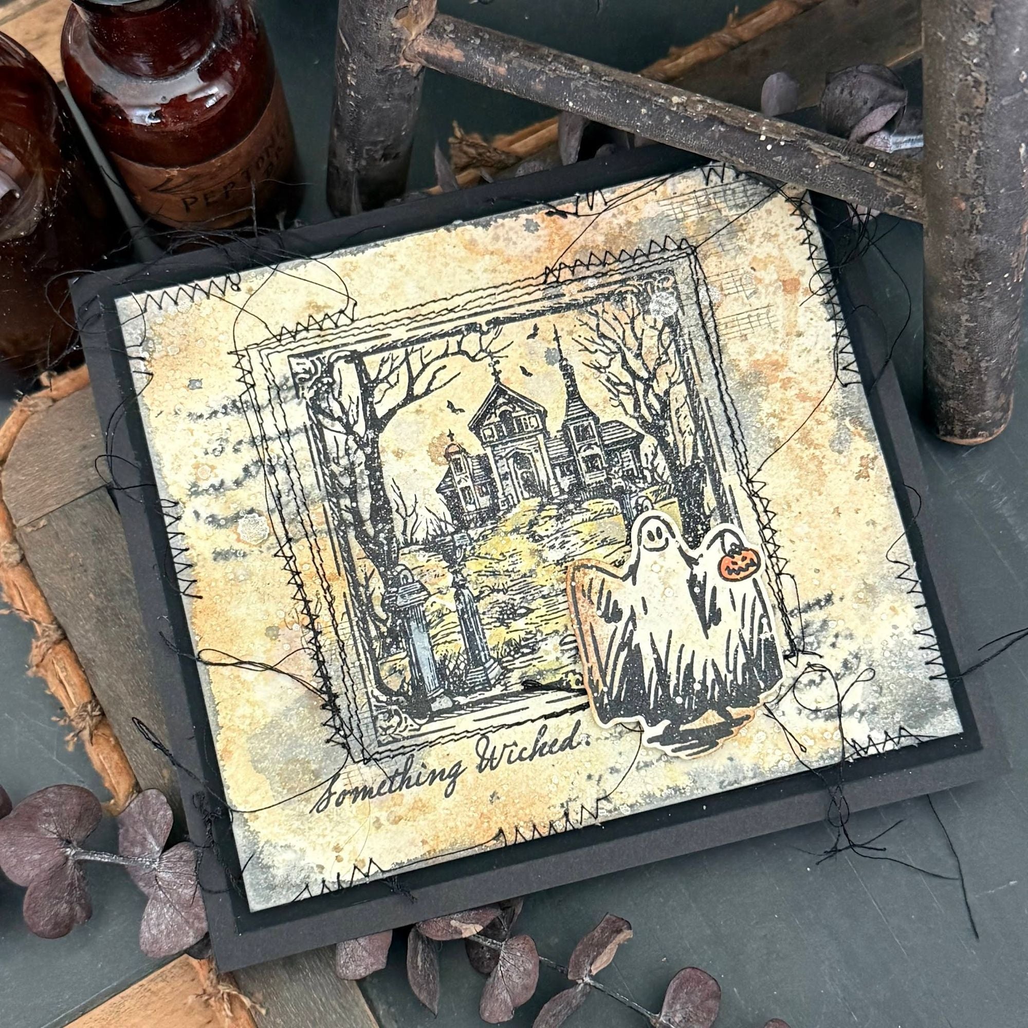Tim Holtz Cling Rubber Stamps Halloween Sketchbook cms469 ghost