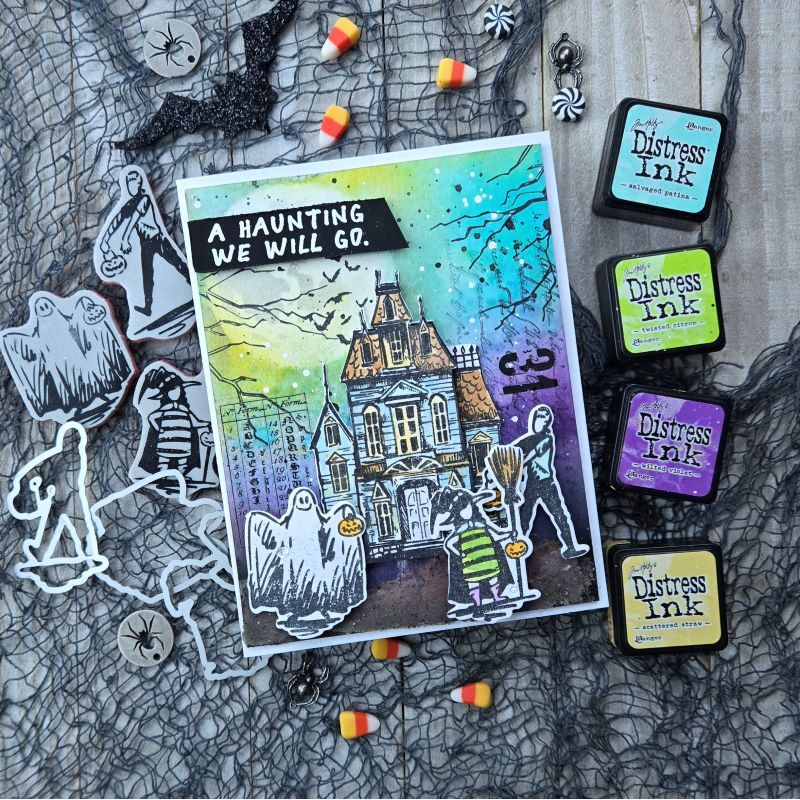 Tim Holtz Cling Rubber Stamps Halloween Sketchbook cms469 scary house
