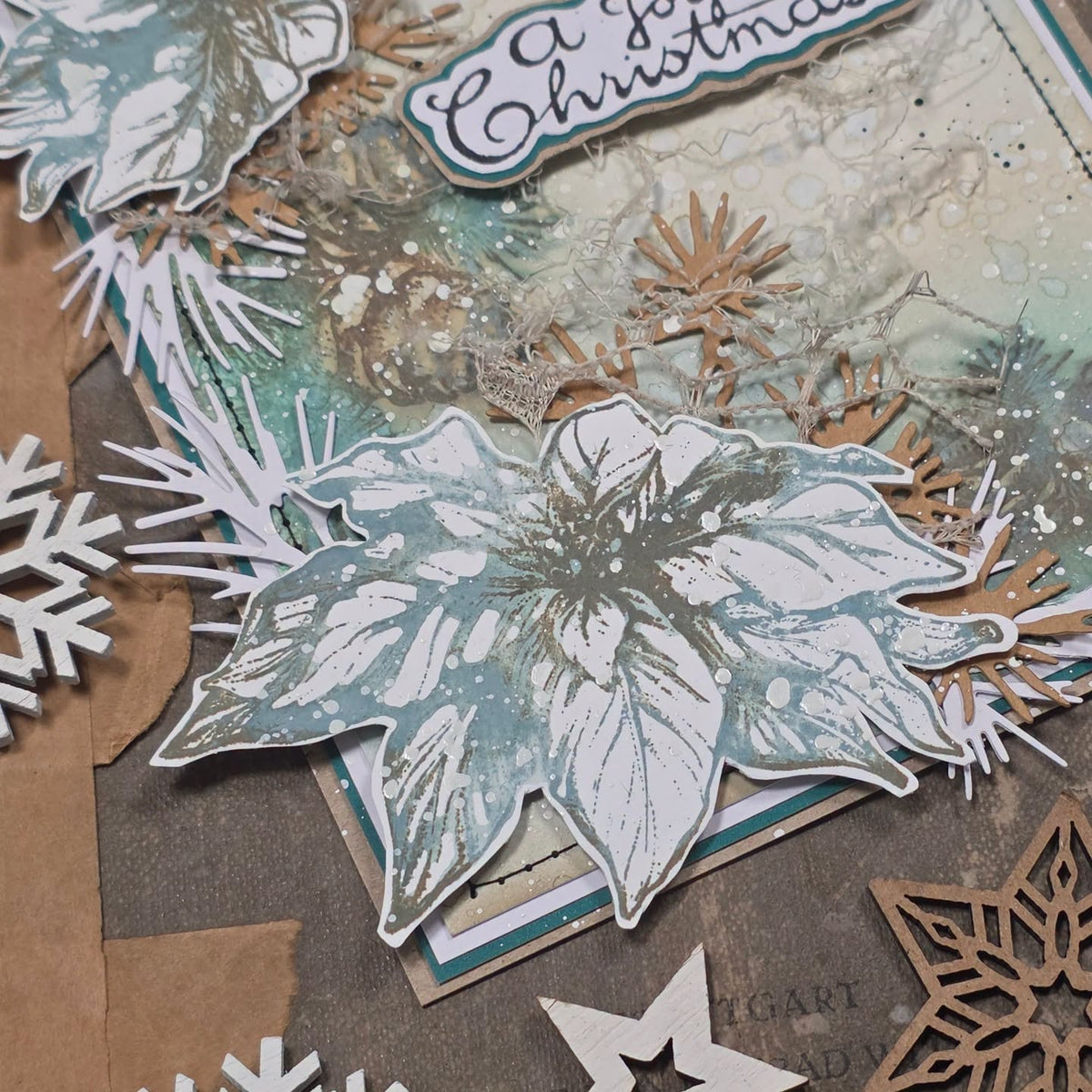 Tim Holtz Cling Rubber Stamps Holiday Botanical cms503 poinsettia stars christmas card
