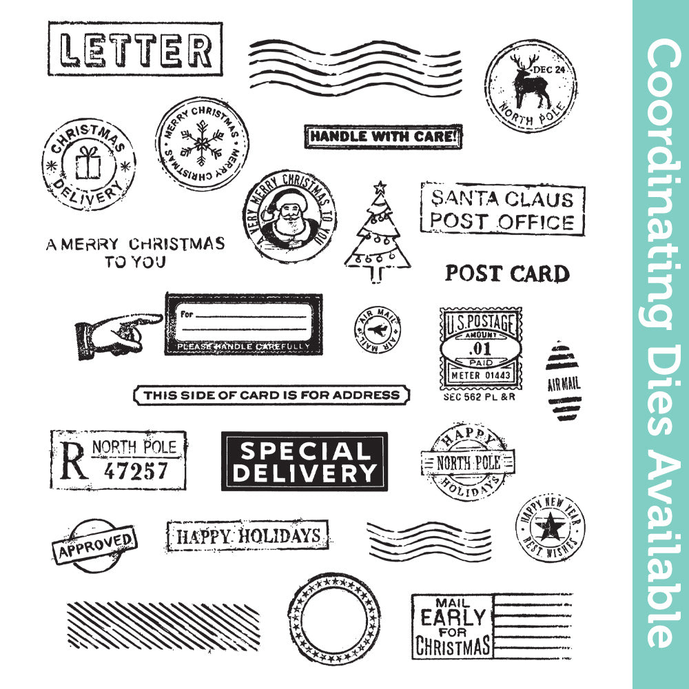Tim Holtz Cling Rubber Stamps Holiday Postmarks cms323