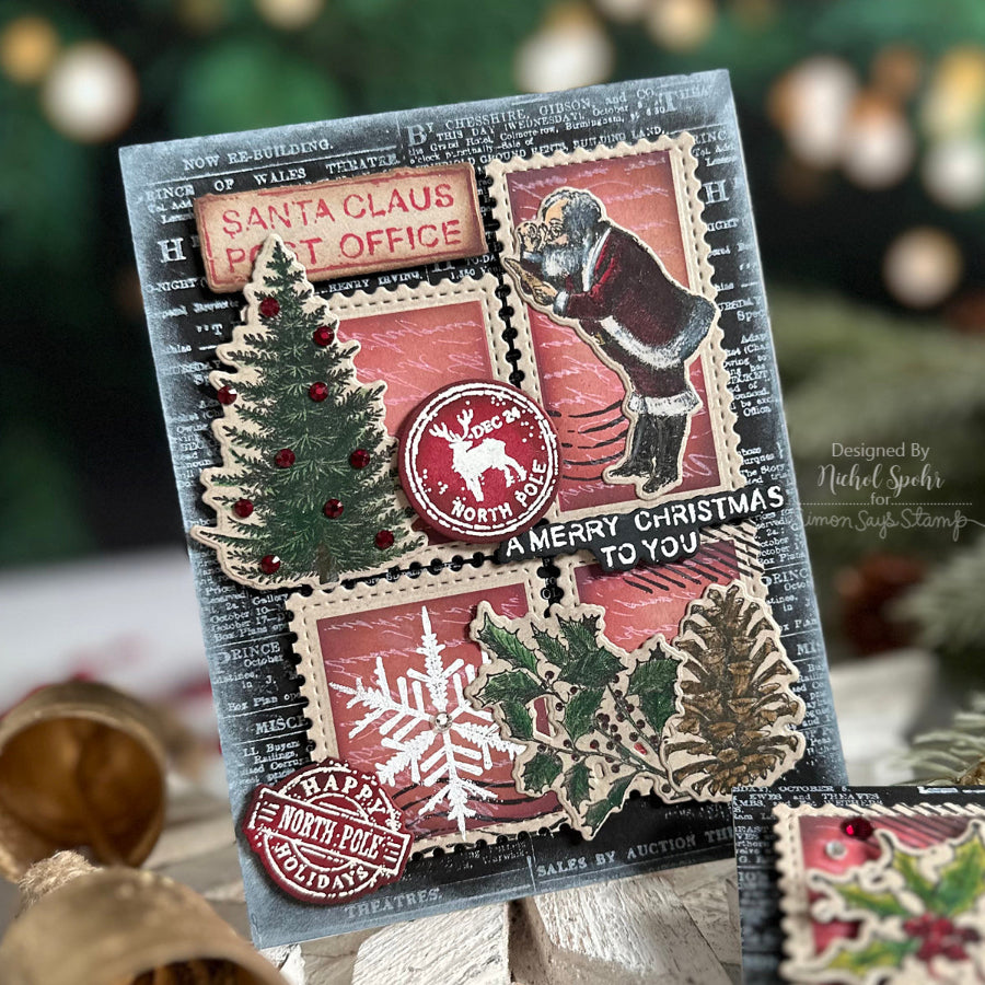 Tim Holtz Cling Rubber Stamps Holiday Postmarks cms323 dear snata