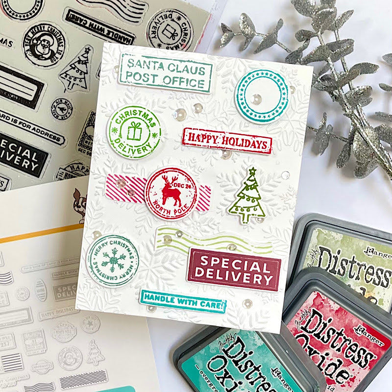 Tim Holtz Cling Rubber Stamps Holiday Postmarks cms323 tree