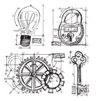 Tim Holtz Cling Rubber Stamps INDUSTRIAL BLUEPRINT CMS149