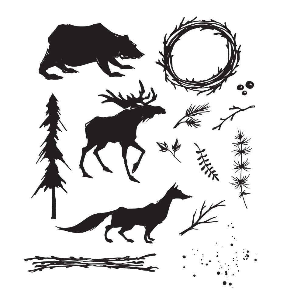 Tim Holtz Cling Rubber Stamps INTO THE WOODS CMS385