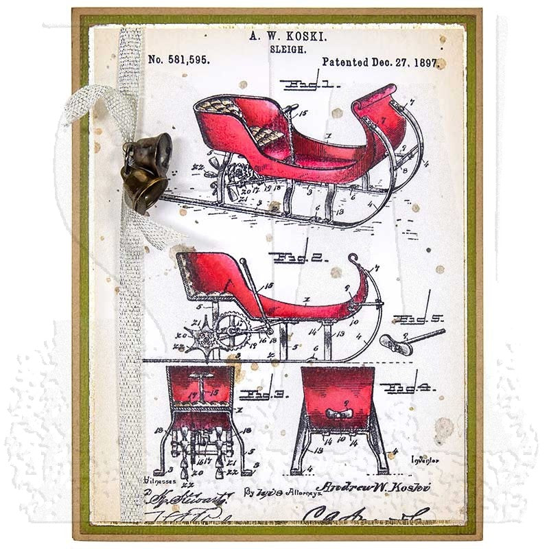 Tim Holtz Cling Rubber Stamps INVENTOR 6 CMS360 sleigh