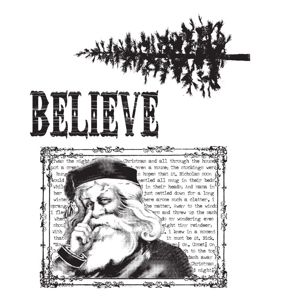 Tim Holtz Cling Rubber Stamps JUST BELIEVE Christmas CMS031