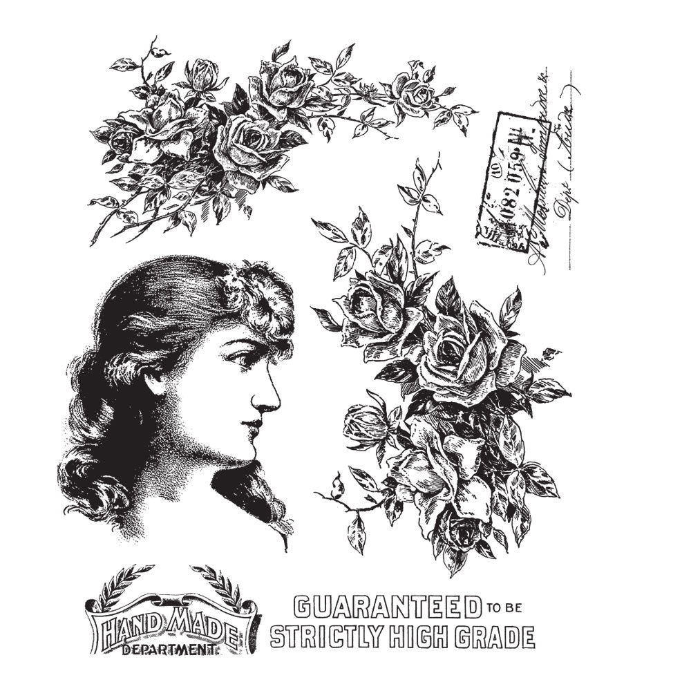 Tim Holtz Cling Rubber Stamps LADY ROSE CMS255