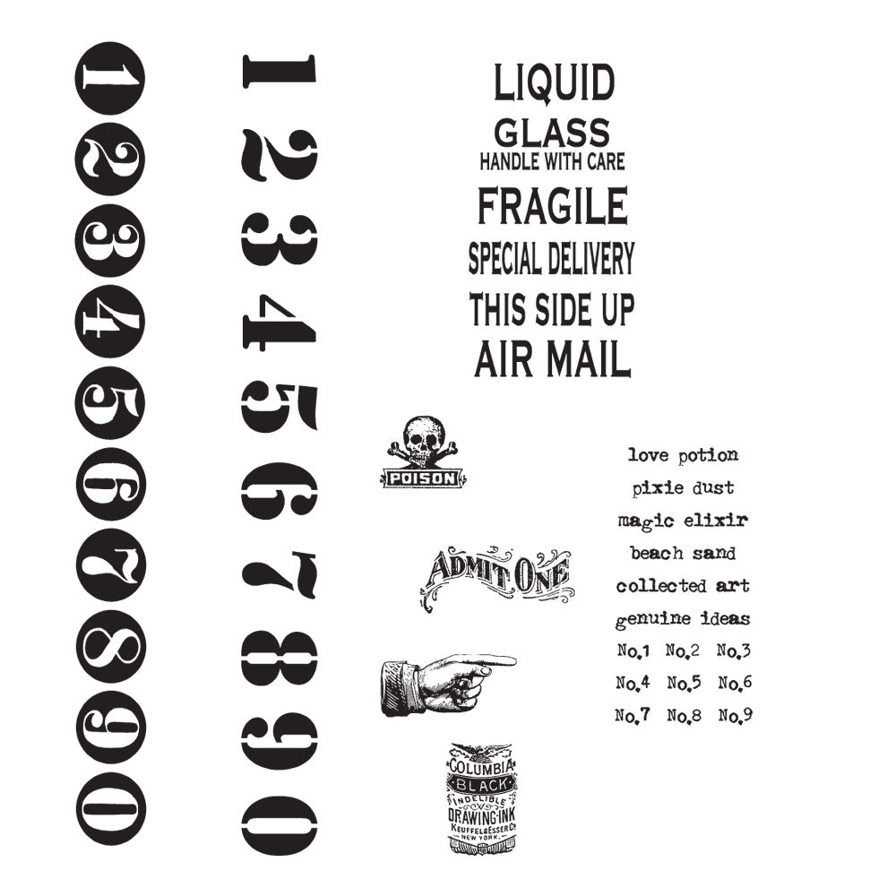 Tim Holtz Cling Rubber Stamps LITTLE LABELS CMS120
