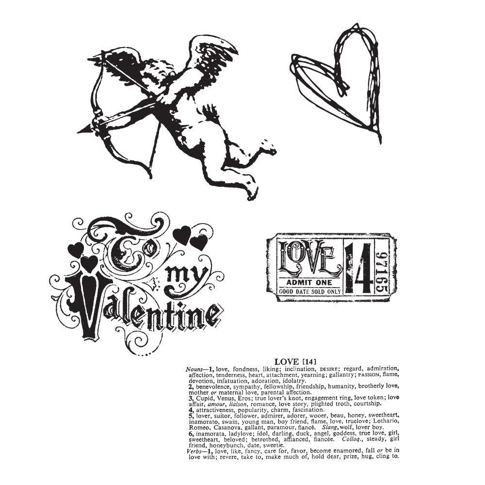 Tim Holtz Cling Rubber Stamps LOVE STRUCK Valentine CMS082
