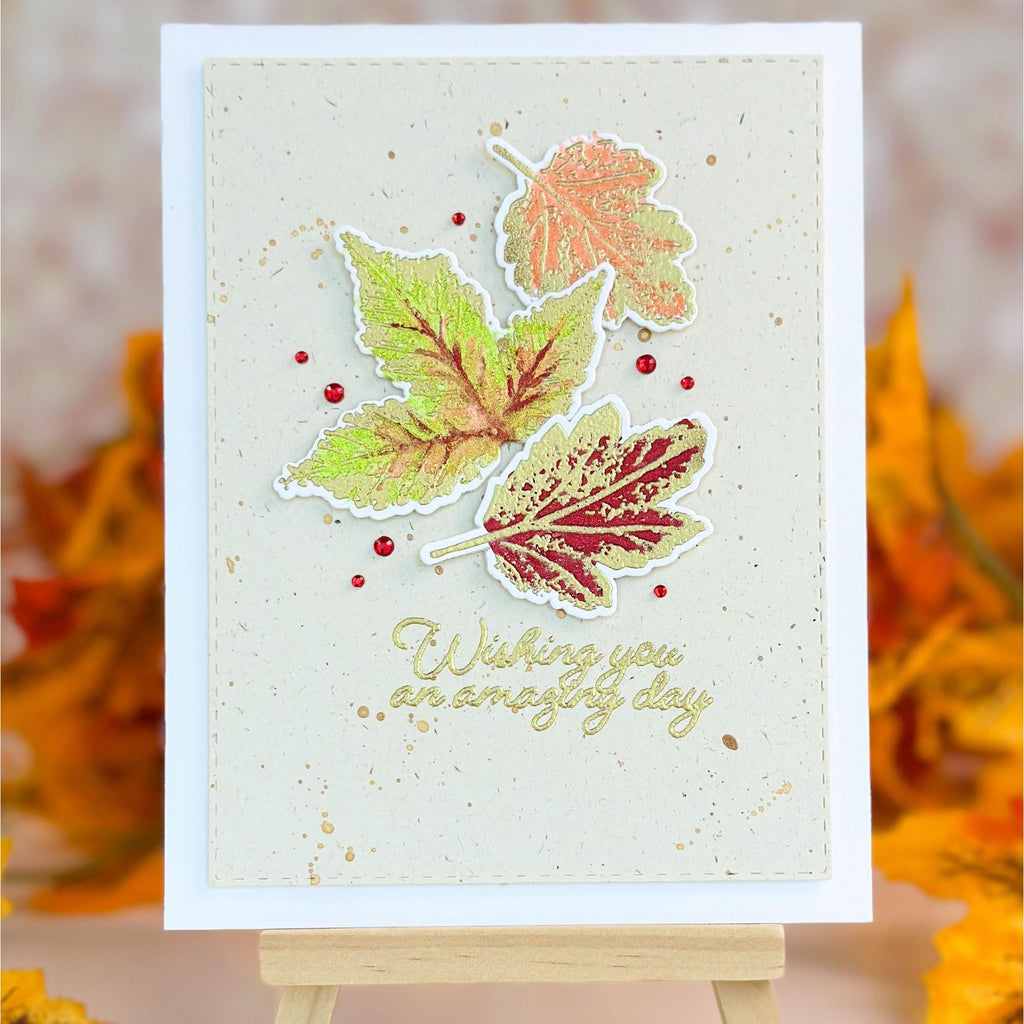 Tim Holtz Cling Rubber Stamps Leaf Prints 2 cms450 wishing you an amazing day card