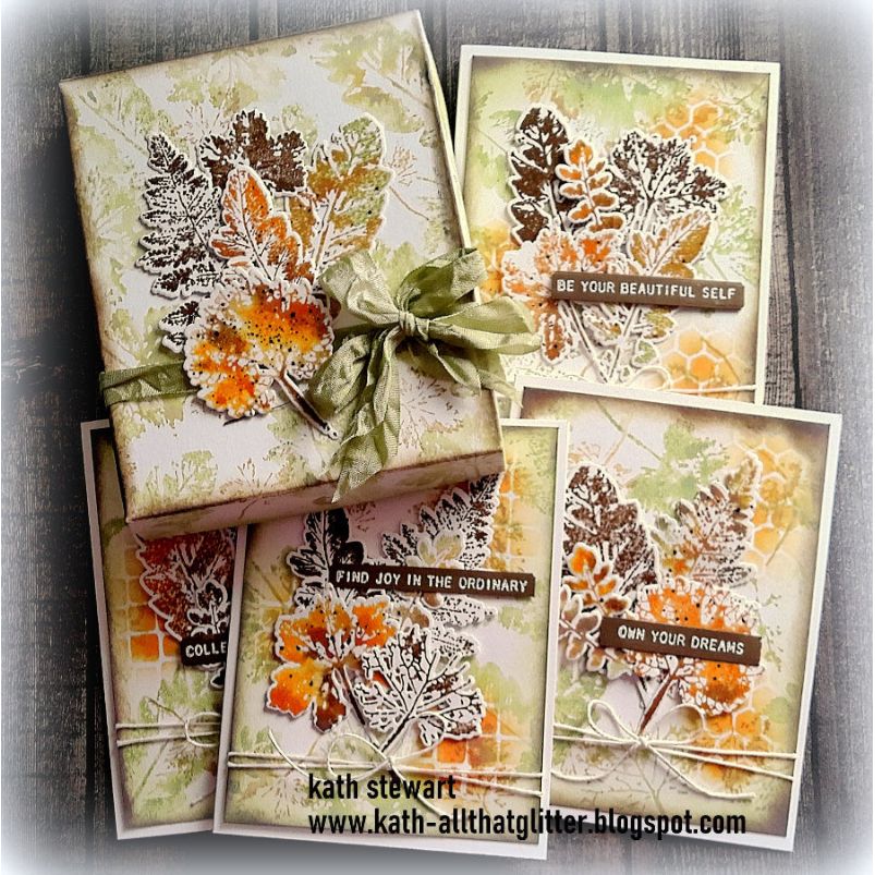 Tim Holtz Cling Rubber Stamps Leaf Prints cms273 fall leaf boxes cards kath stewart