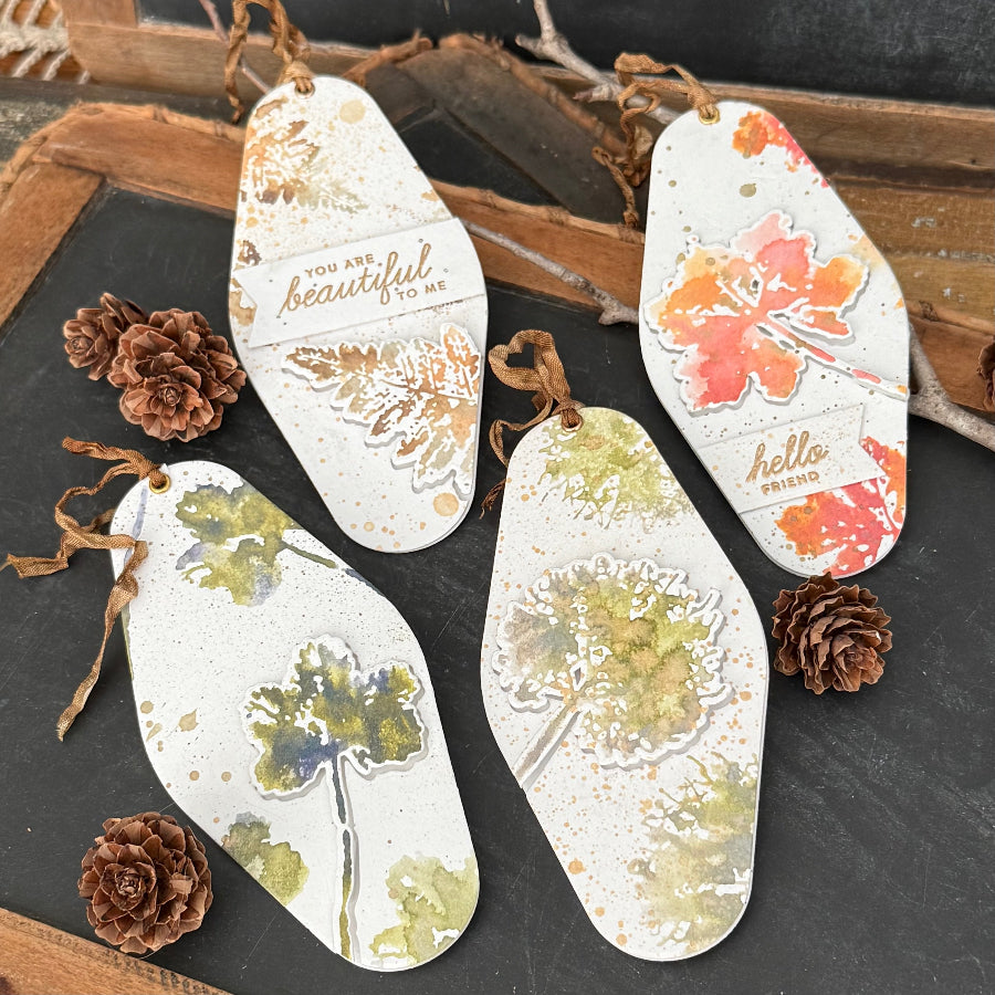 Tim Holtz Cling Rubber Stamps Leaf Prints cms273 fun shaped tags stacy hutchinson
