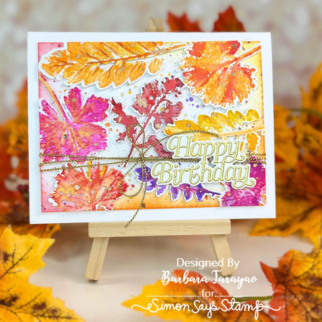 Tim Holtz Cling Rubber Stamps Leaf Prints cms273 happy birthday card barbara tarayao