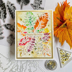 Tim Holtz Cling Rubber Stamps Leaf Prints cms273 happy birthday fall colors card