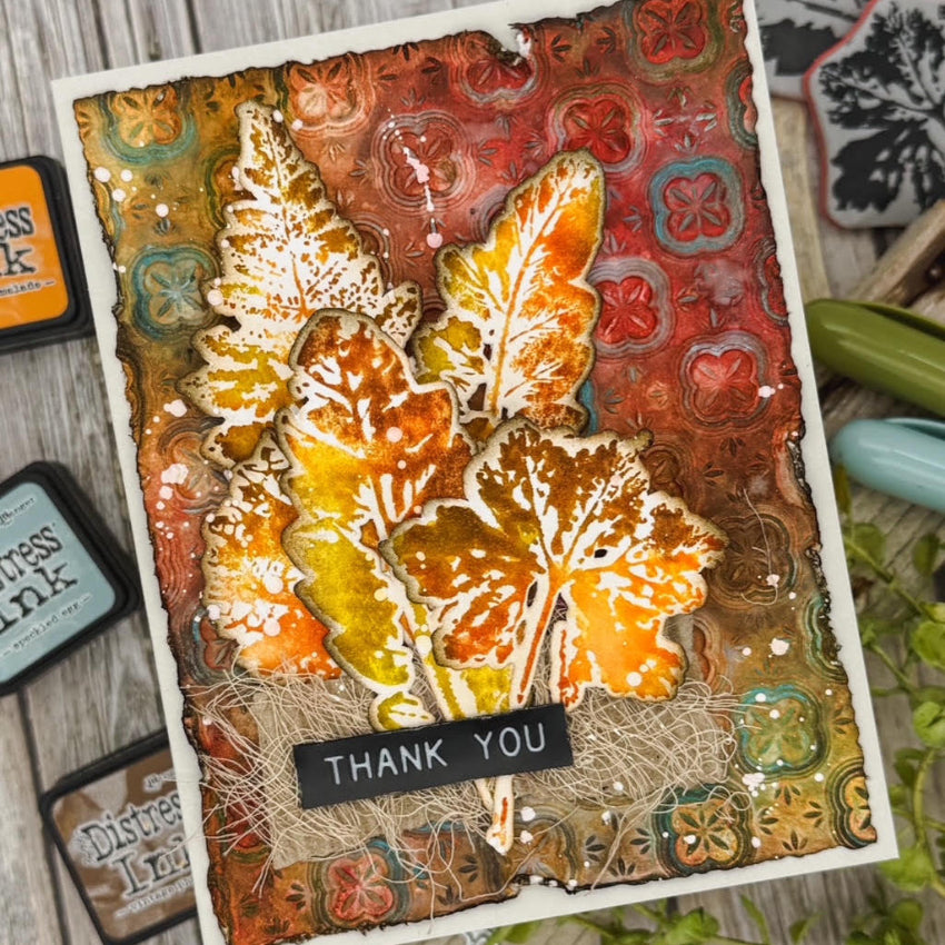 Tim Holtz Cling Rubber Stamps Leaf Prints cms273 thank you card natasha vacca