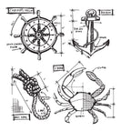 Tim Holtz Cling Rubber Stamps MARINER BLUEPRINT CMS234