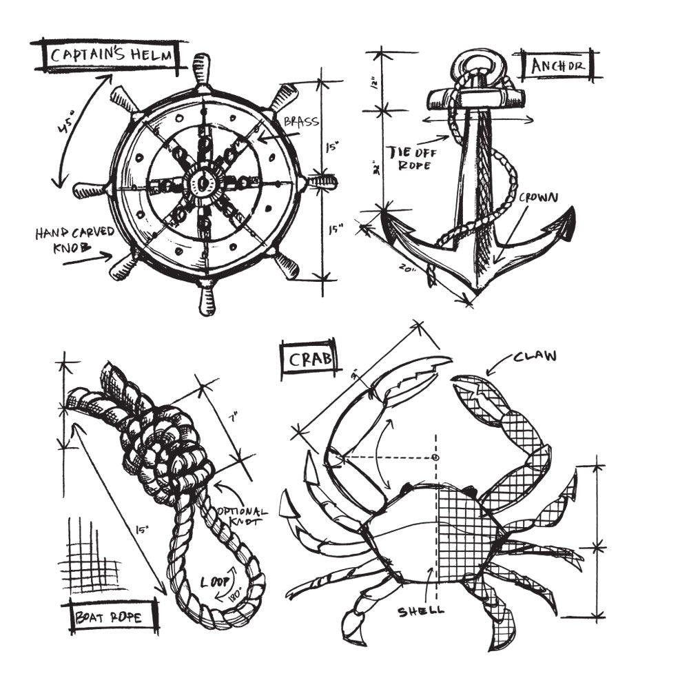 Tim Holtz Cling Rubber Stamps MARINER BLUEPRINT CMS234