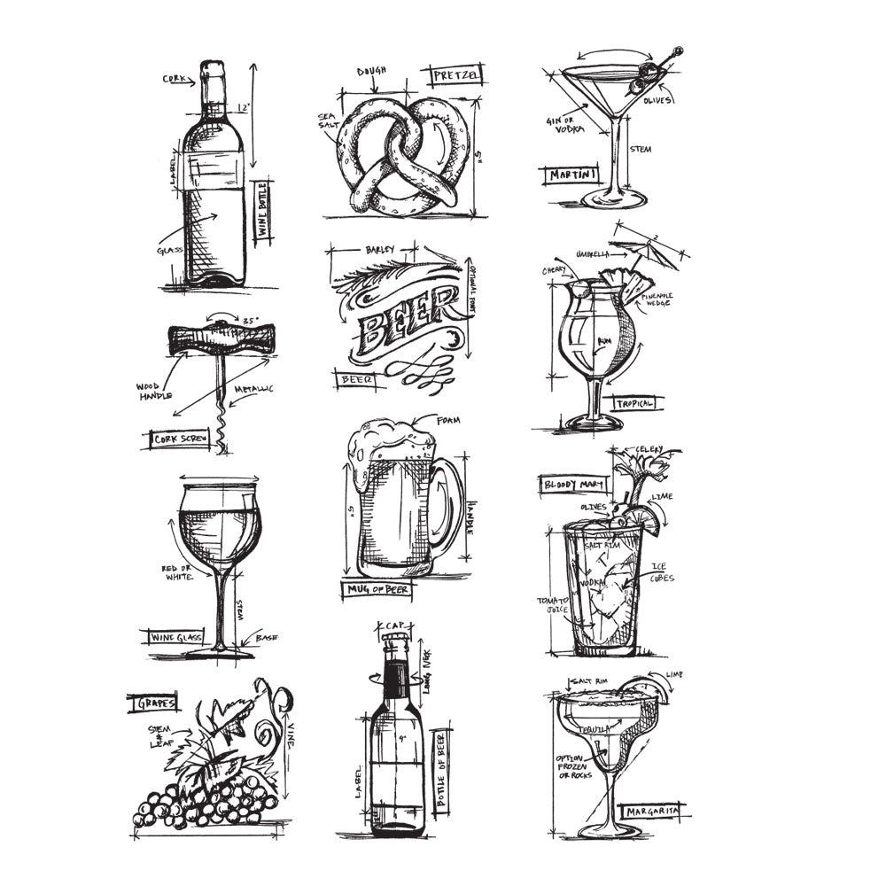Tim Holtz Cling Rubber Stamps MINI BLUEPRINTS CMS336