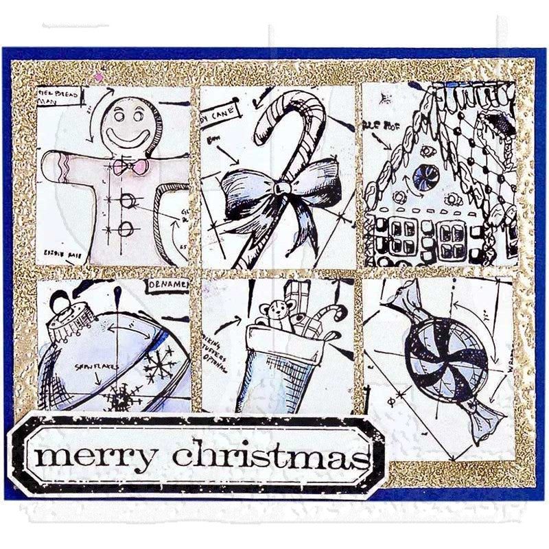 Tim Holtz Cling Rubber Stamps MINI BLUEPRINTS FIVE 5 cms170 christmas