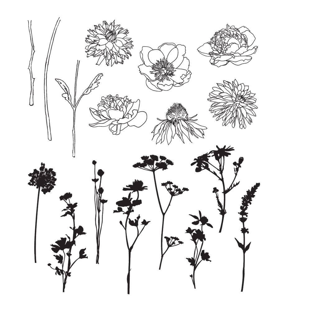 Tim Holtz Cling Rubber Stamps MINI BOUQUET CMS269