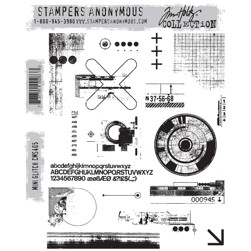 Tim Holtz Cling Rubber Stamps MINI GLITCH CMS405
