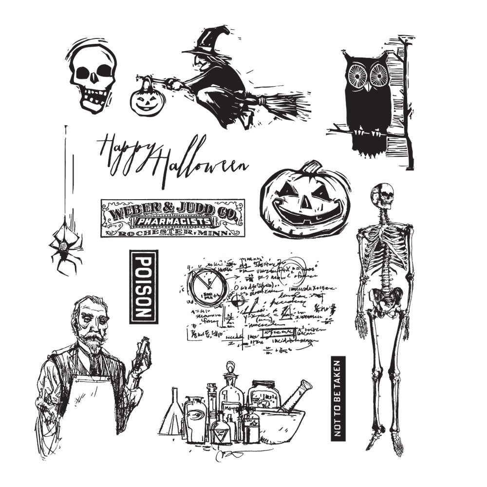 Tim Holtz Cling Rubber Stamps MINI HALLOWEEN 4 CMS198