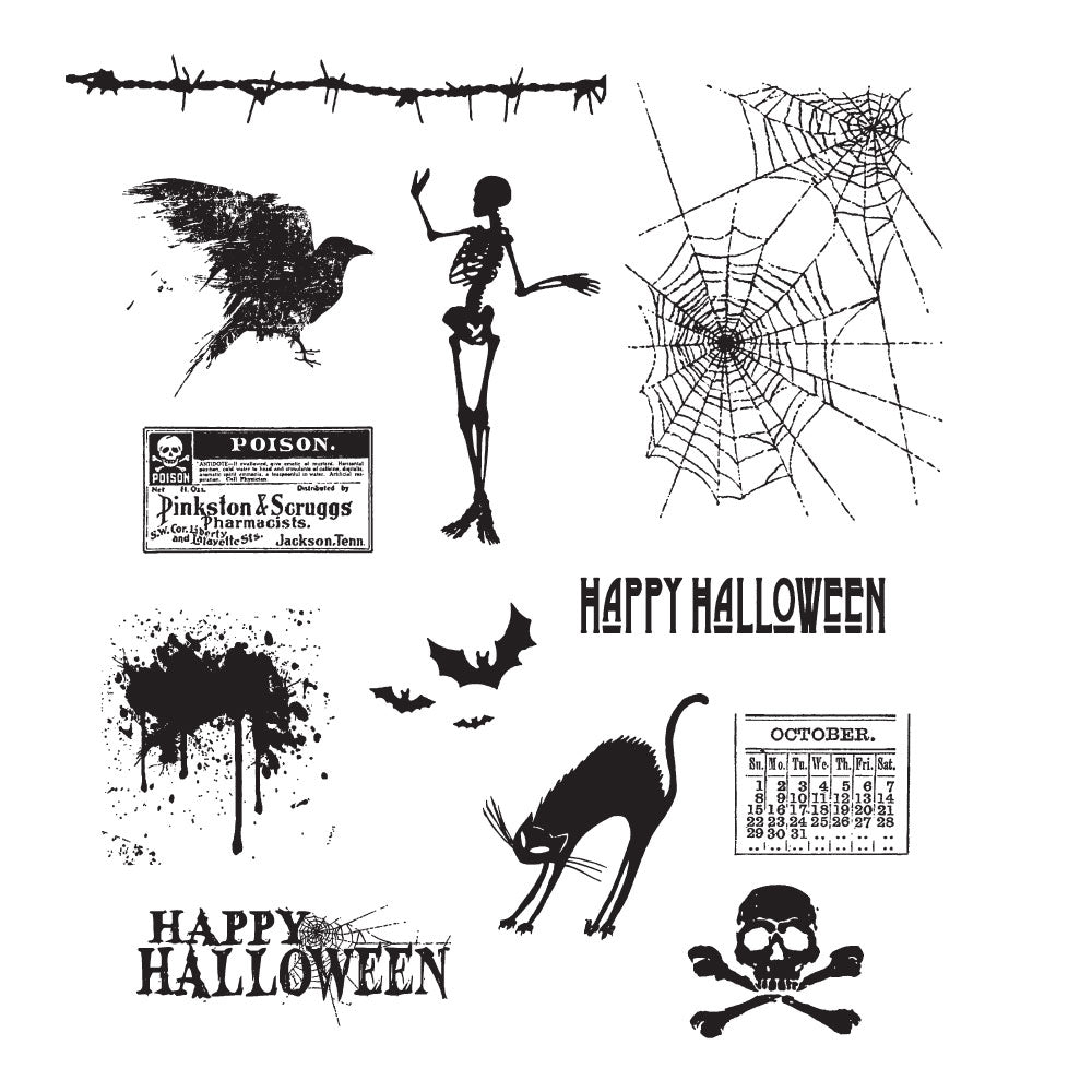 Tim Holtz Cling Rubber Stamps MINI HALLOWEEN cms093