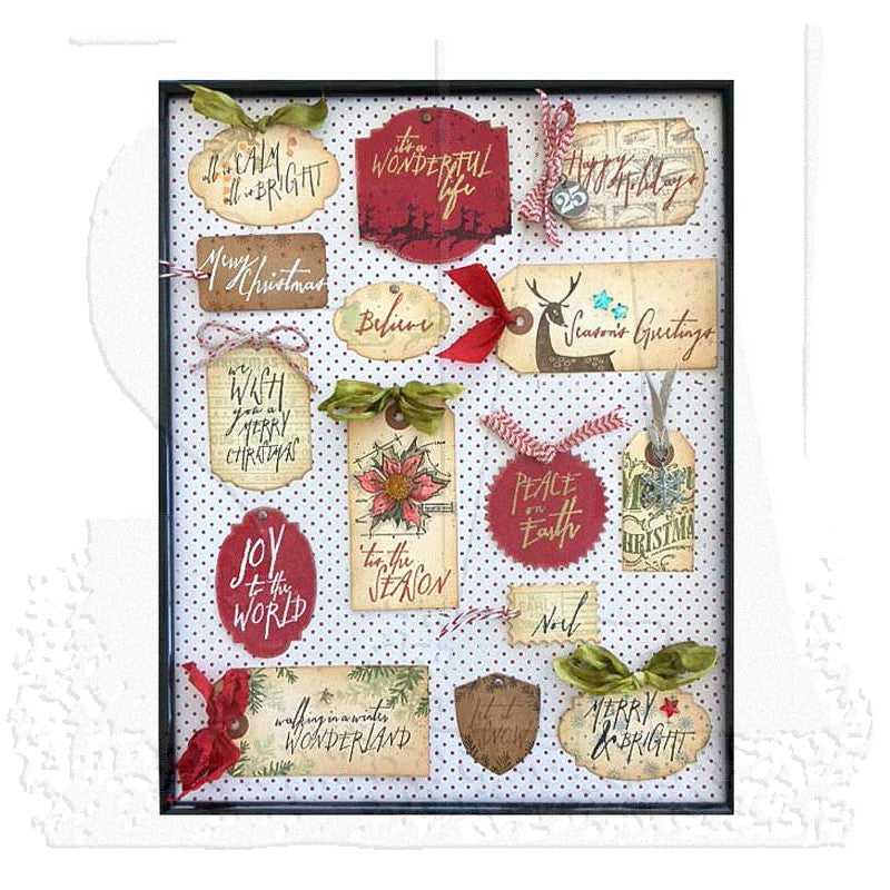Tim Holtz Cling Rubber Stamps MINI HANDWRITTEN HOLIDAYS CMS211 tags