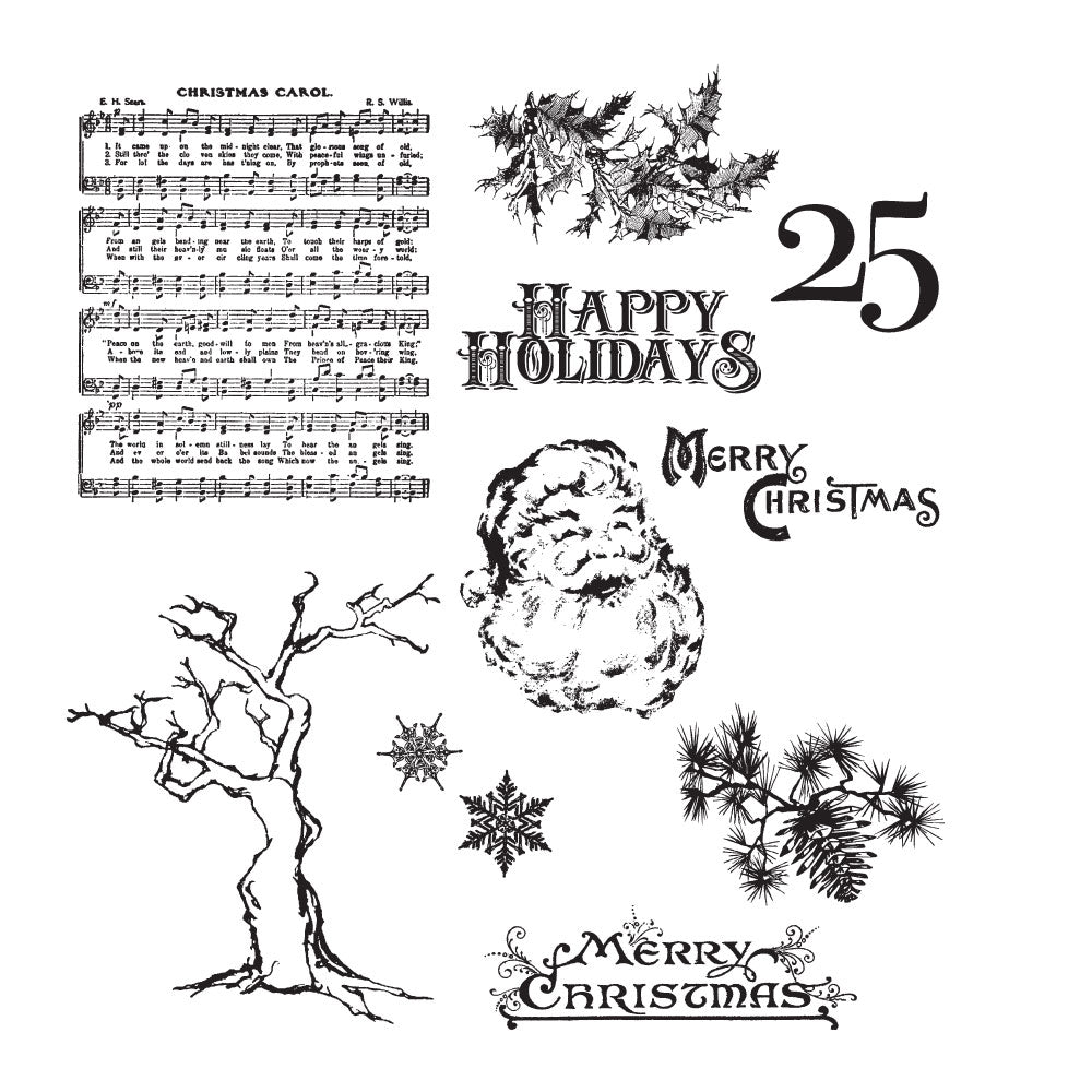 Tim Holtz Cling Rubber Stamps MINI HOLIDAYS 3 THREE CMS114