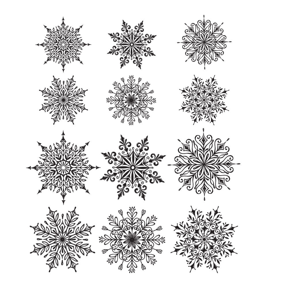 Tim Holtz Cling Rubber Stamps MINI SWIRLY SNOWFLAKES CMS320