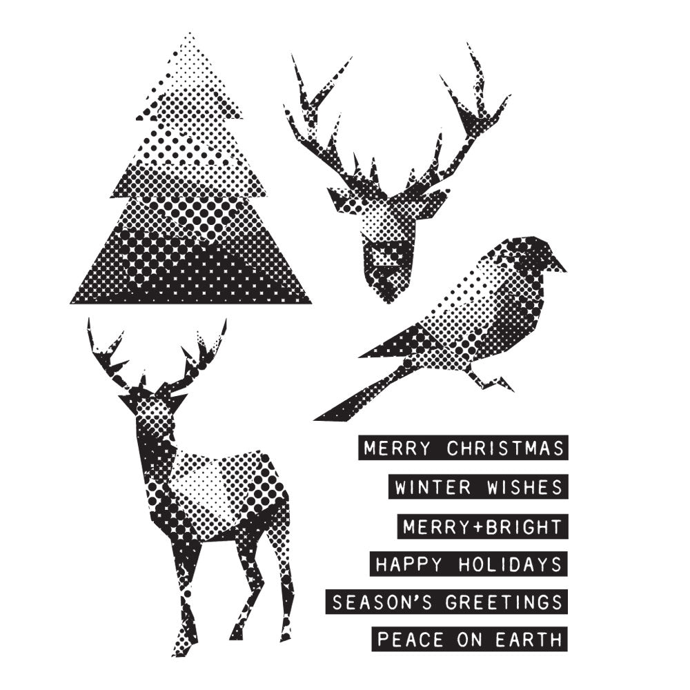 Tim Holtz Cling Rubber Stamps MODERN CHRISTMAS CMS388