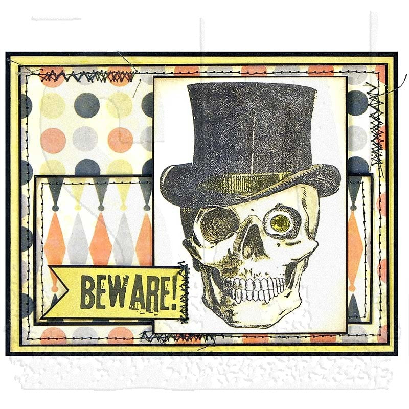 Tim Holtz Cling Rubber Stamps MR BONES CMS345 beware