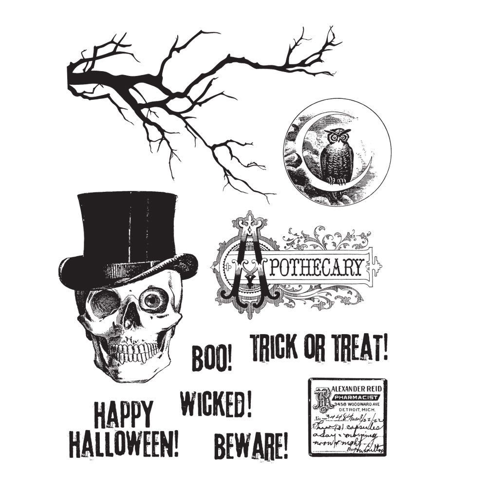 Tim Holtz Cling Rubber Stamps MR BONES CMS345