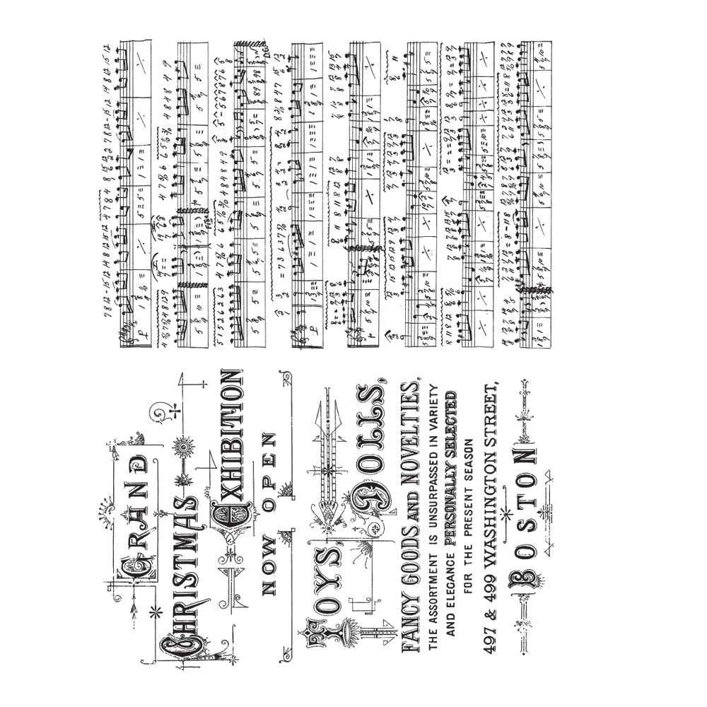 Tim Holtz Cling Rubber Stamps MUSIC AND ADVERT CMS358