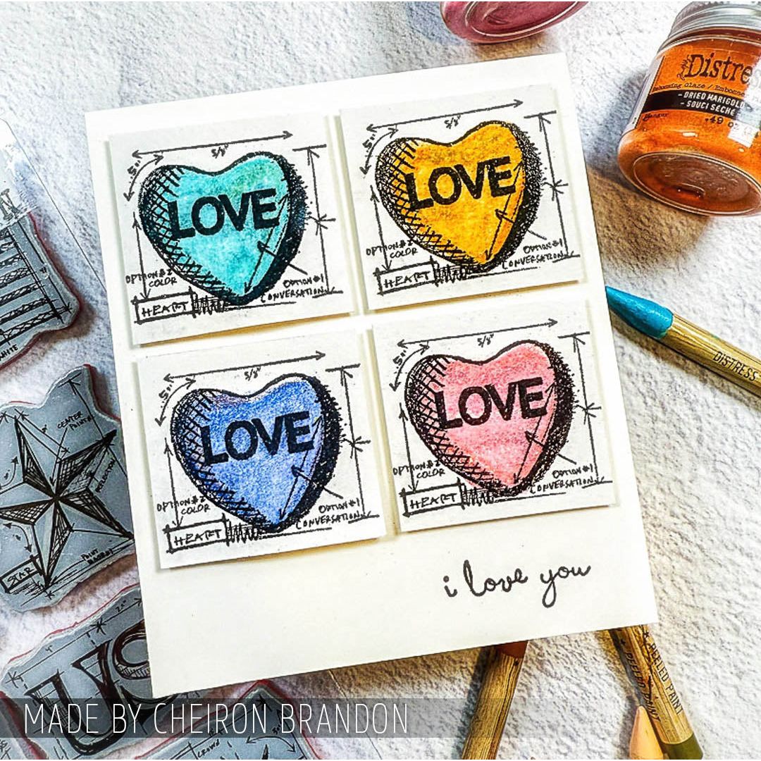 Tim Holtz Cling Rubber Stamps Mini Blueprints 2 cms146 hearts