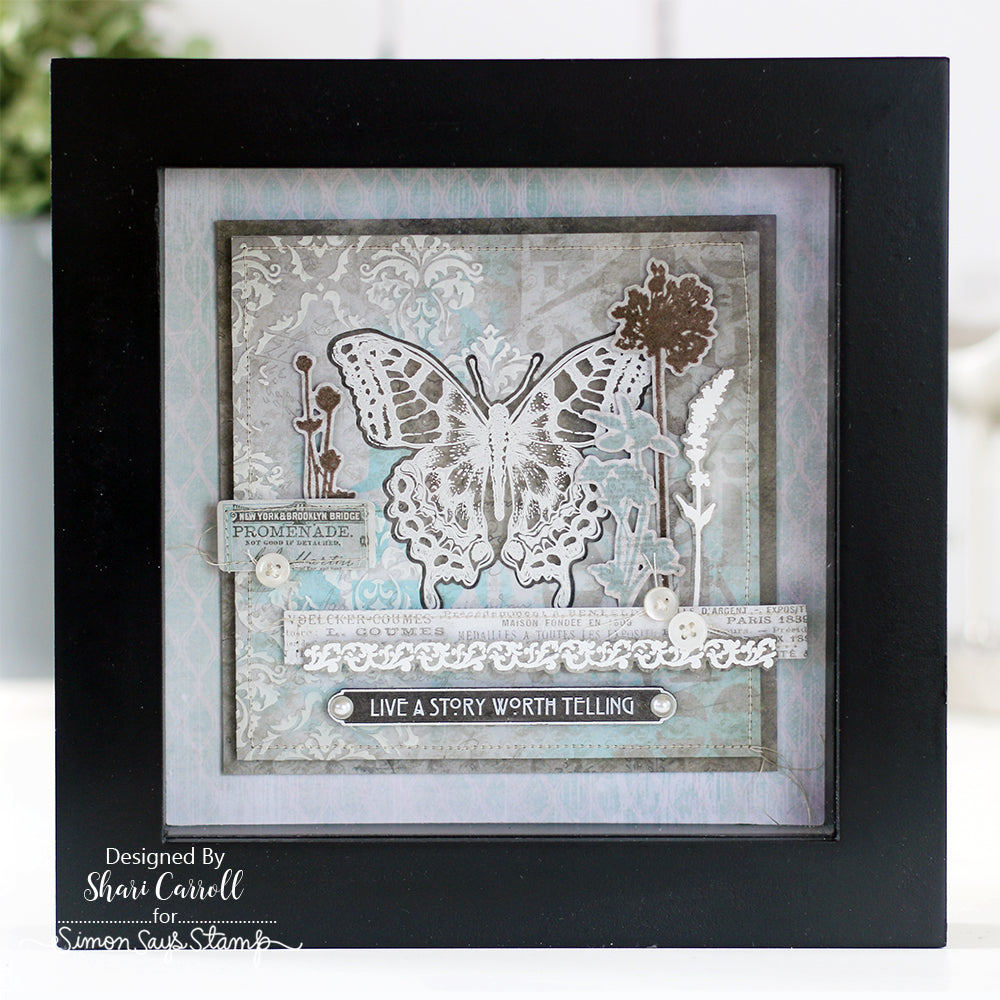 Tim Holtz Cling Rubber Stamps Mini Bouquet cms269 grey